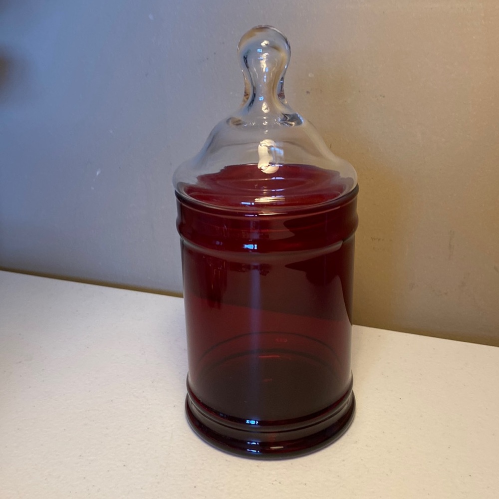 Red Apothecary Jar with Lid
